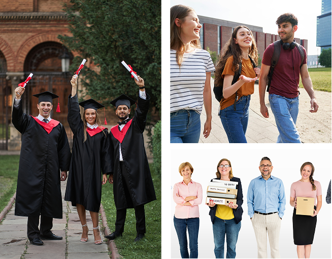 Students and professionals collage